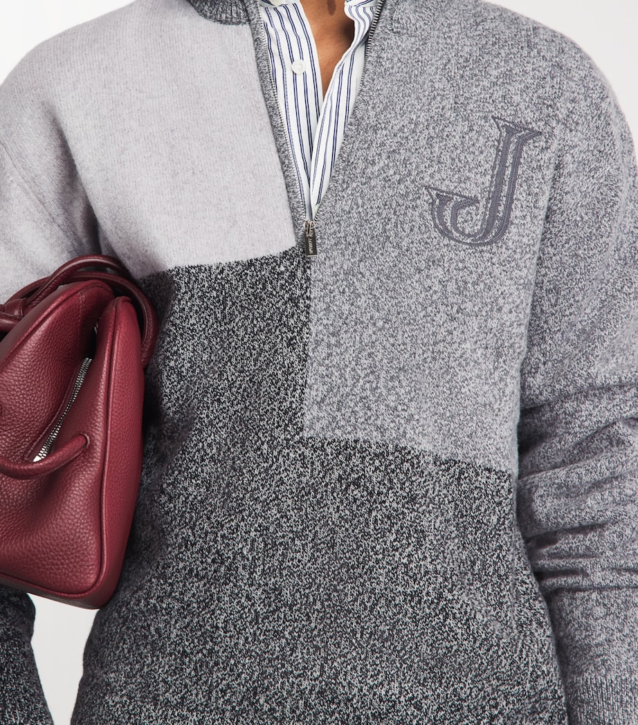 Jacquemus Mens Merino Wool-Cashmere Orlando Quarter-Zip Sweater Multi Grey Image 3