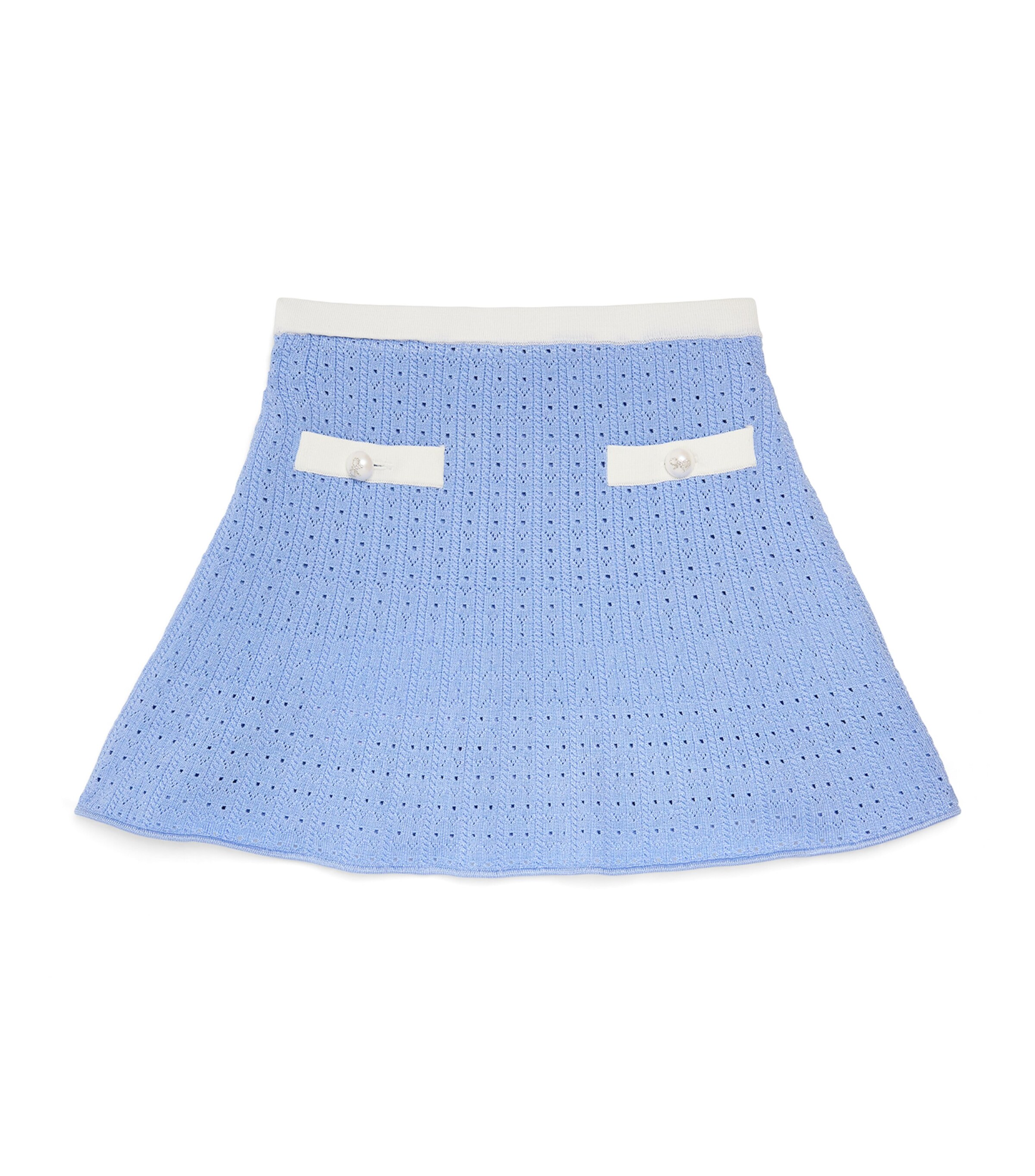 Self-Portrait Kids Pointelle Knitted Mini Skirt (3-12 Years) Blue Image 1