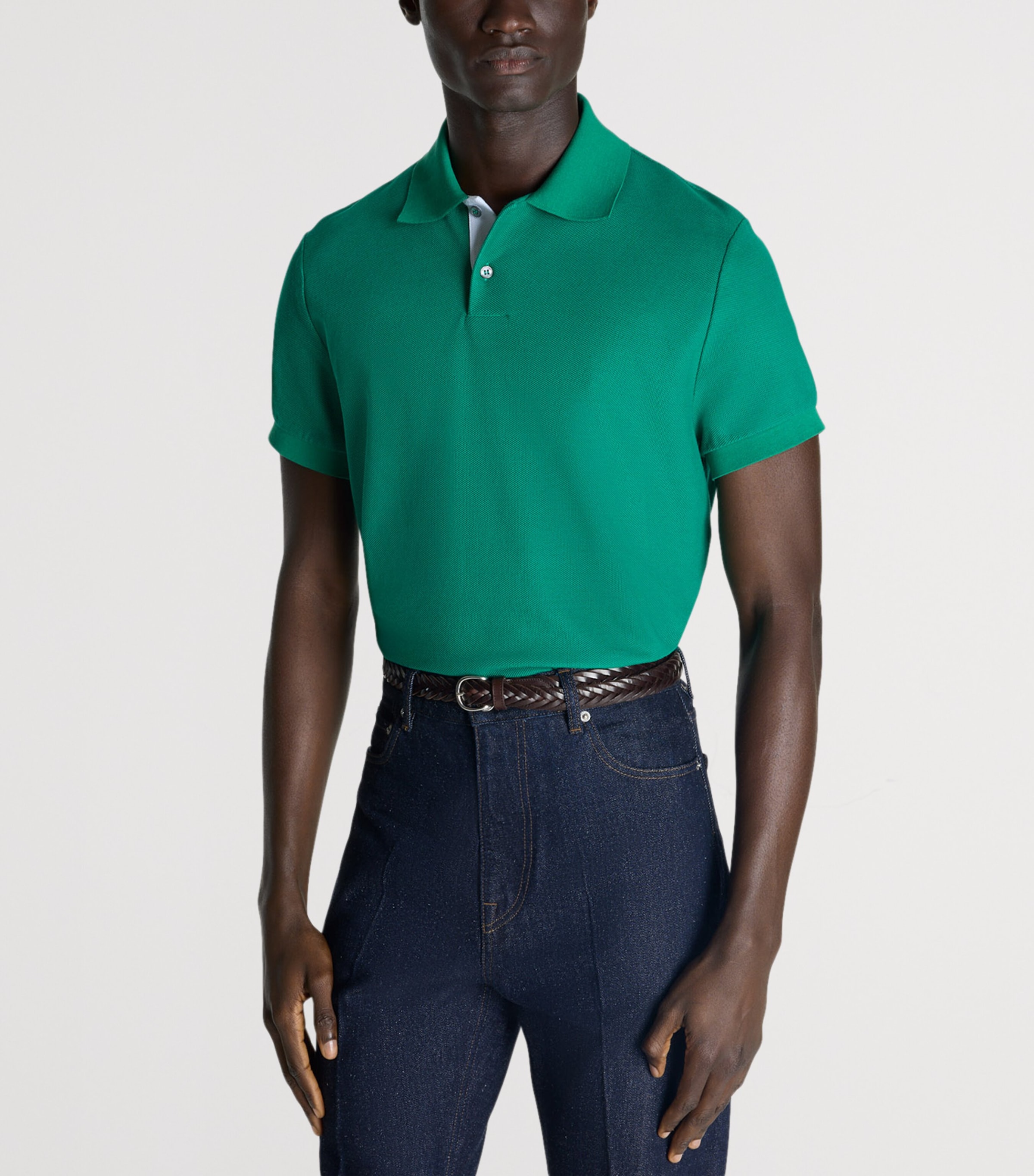 Dunhill Mens Cotton Piqué Polo Shirt Green Image 3