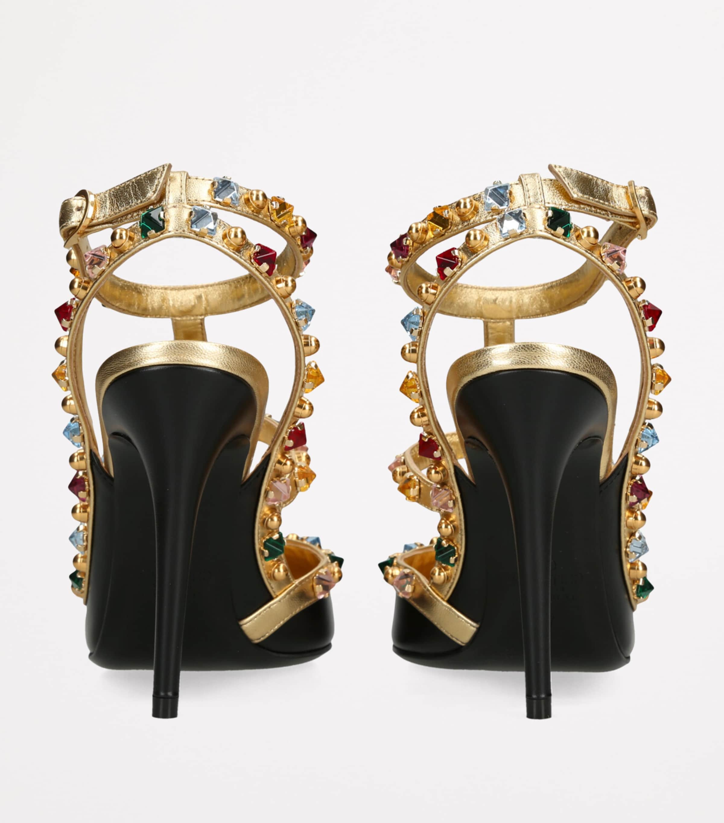Valentino Garavani Leather Strass-Embellished Rockstud Heels 100 Black/comb Image 2