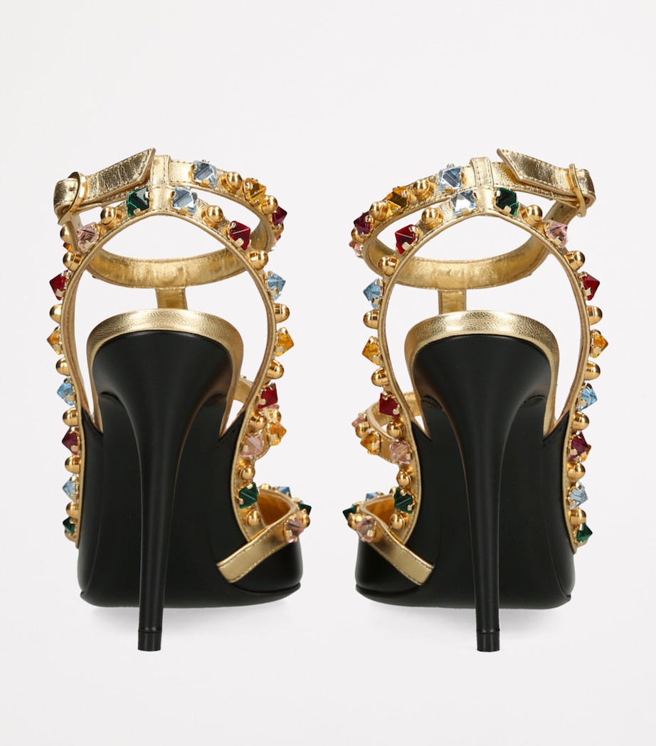 Leather Strass-Embellished Rockstud Heels 100 BLACK/COMB Image 2