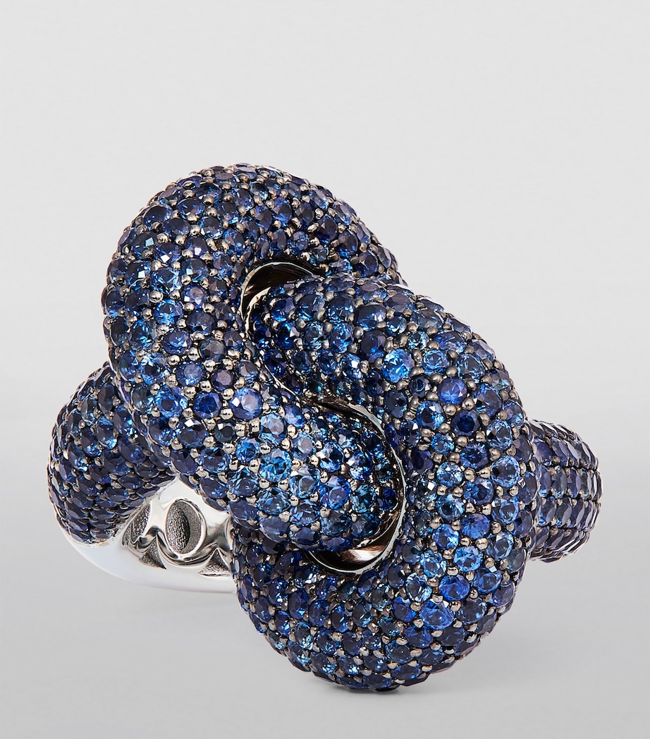 White Gold and Sapphire The Legacy Knot Ring (Size 53) WHITE GOLD Image 3