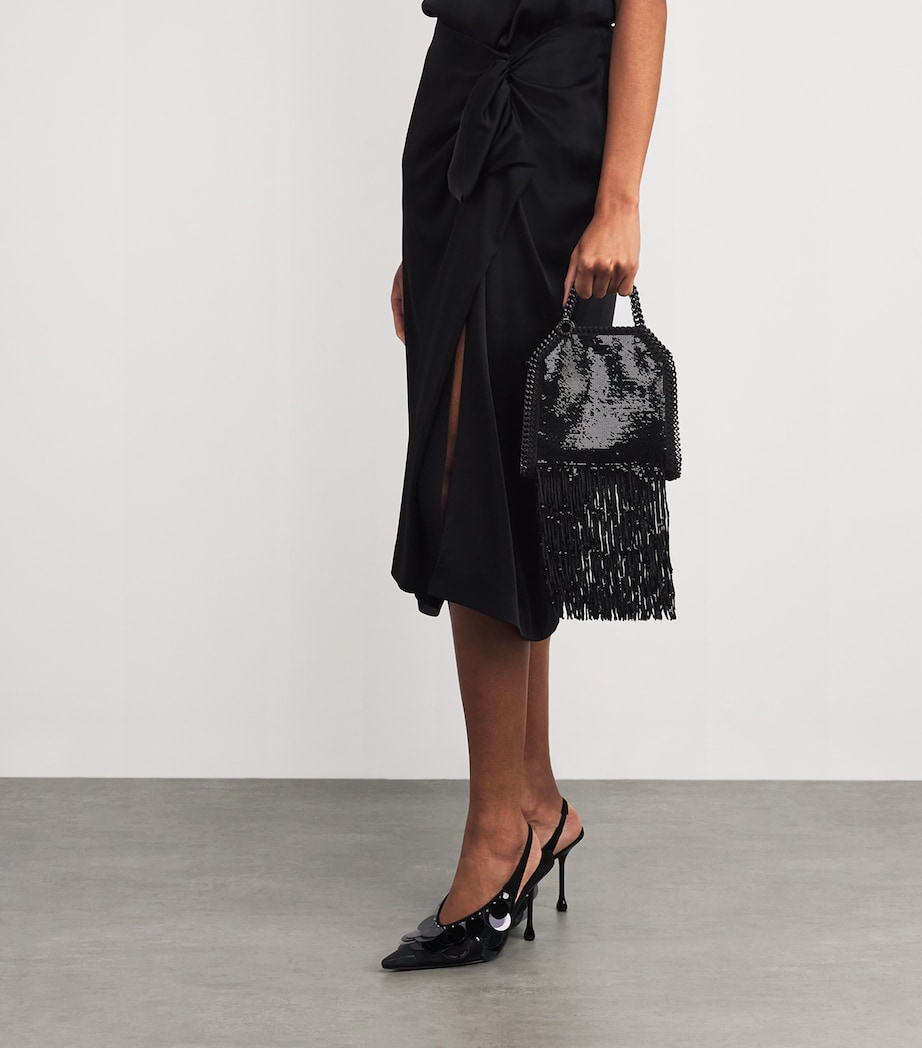 Tiny Sequin Fringe Falabella Tote Bag 1000 BLACK Image 5