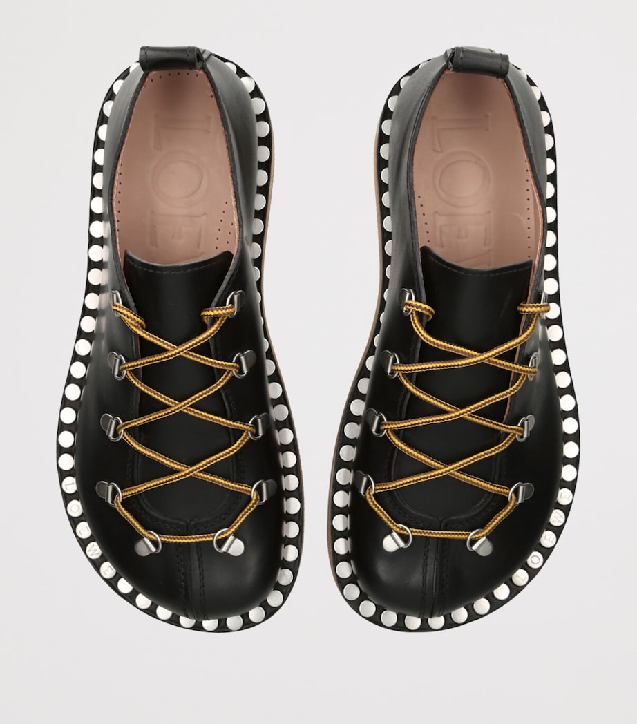 Leather Rivet Hiking Boots BLACK Image 4