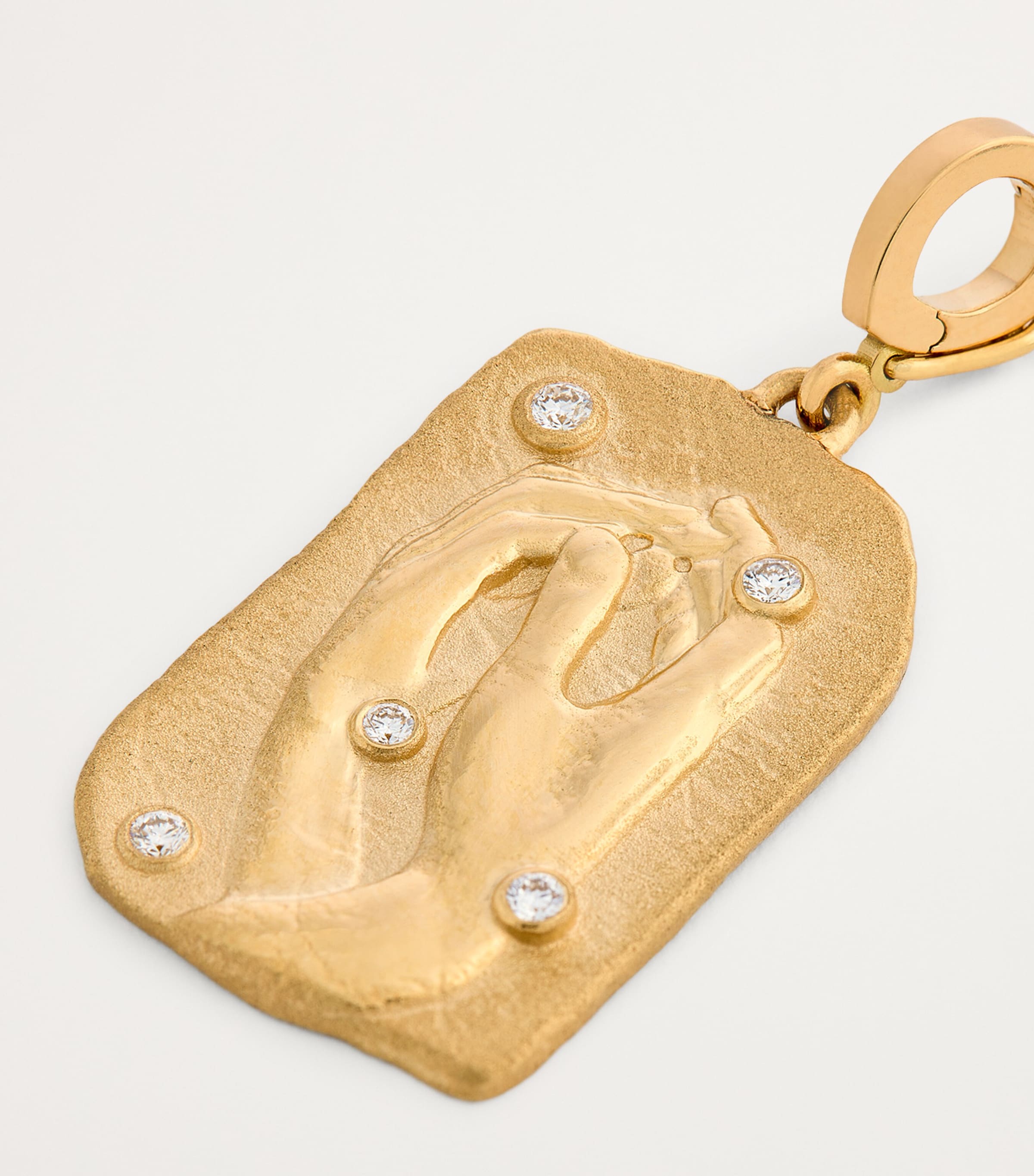 Azlee Large Yellow Gold and Diamond Collide Relic Coin Charm Yellow Gold Image 4