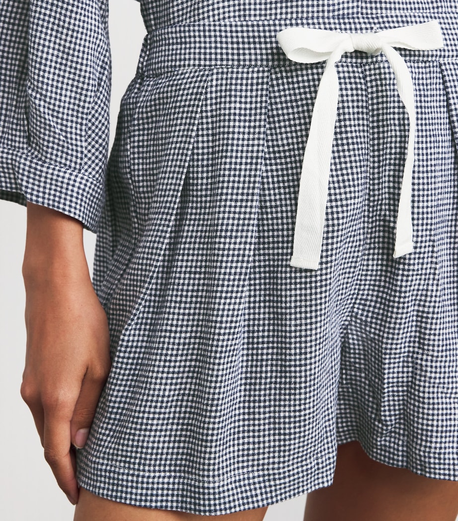 Linen-Blend Relaxed Pyjama Shorts GW/NA GINGHAM WHTE/N Image 6