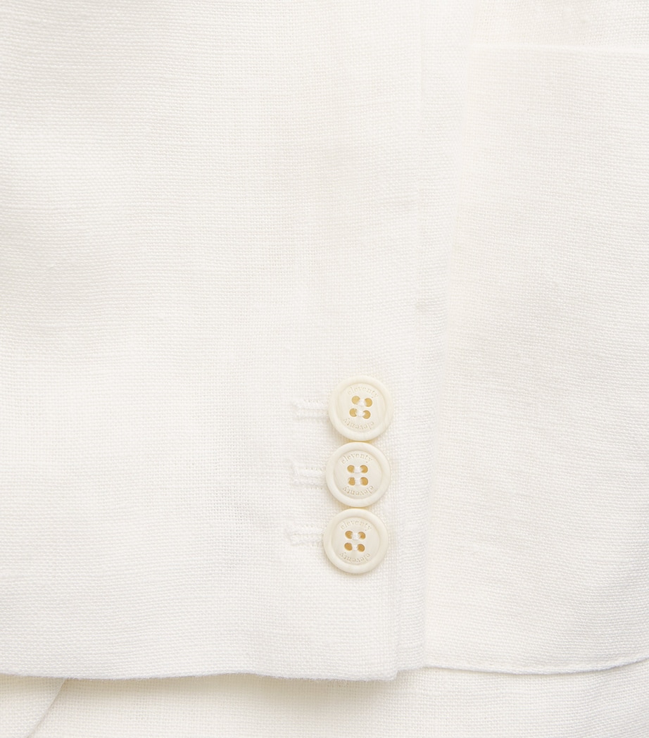 Eleventy Womens Linen Single-Breasted Blazer Bianco Image 6