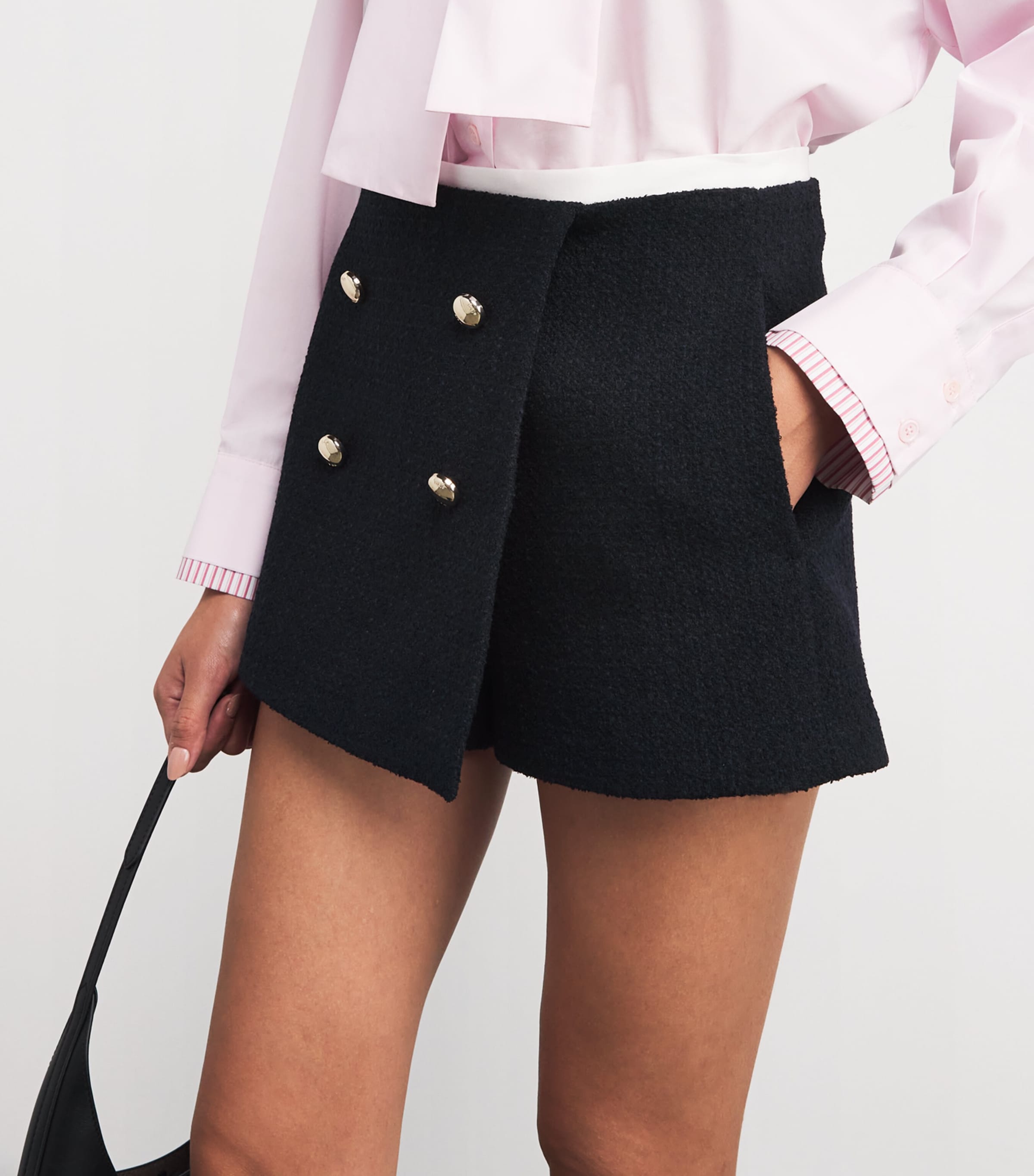 Tweed Contrast-Trim Shorts NAVY Image 6