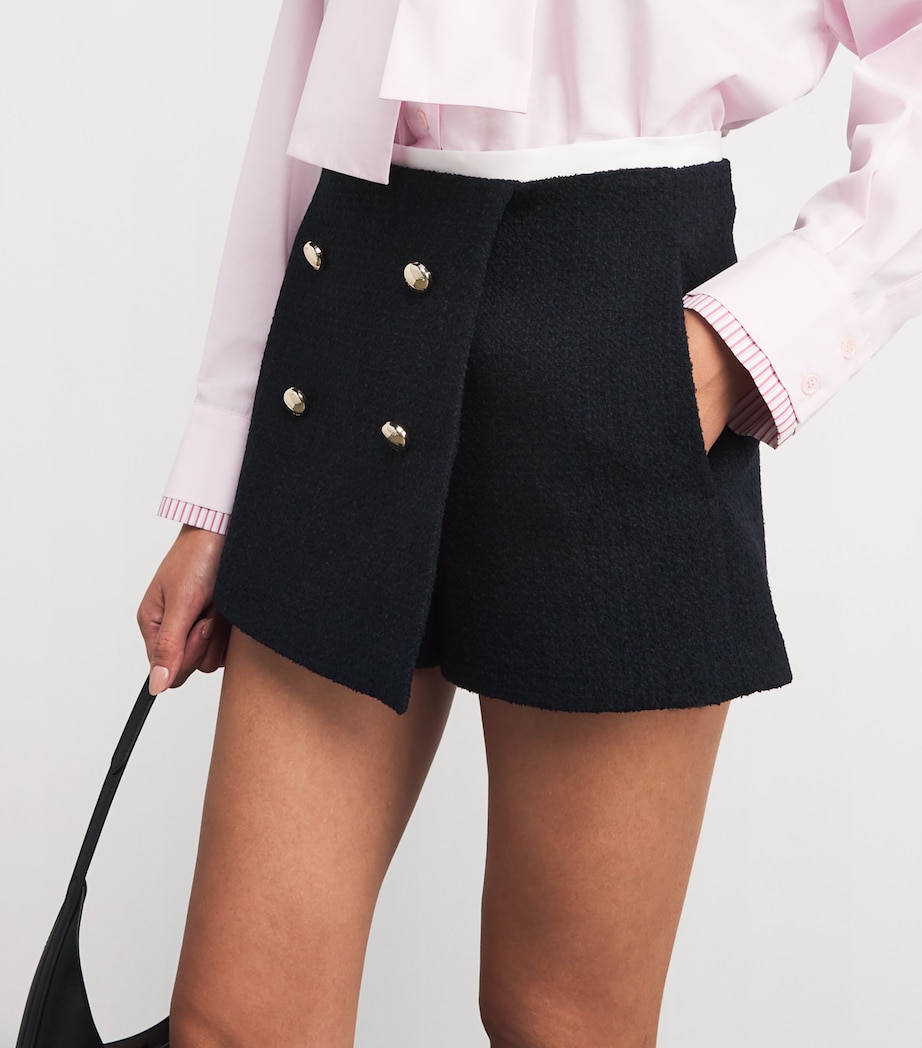 Tweed Contrast-Trim Shorts NAVY Image 6