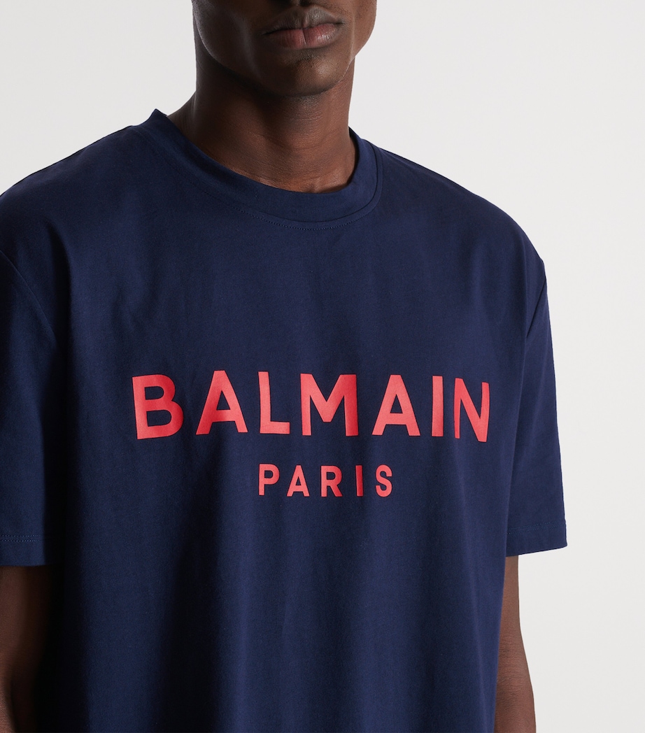 Cotton Logo Print T-Shirt SOA MARINE/ROUGE Image 2