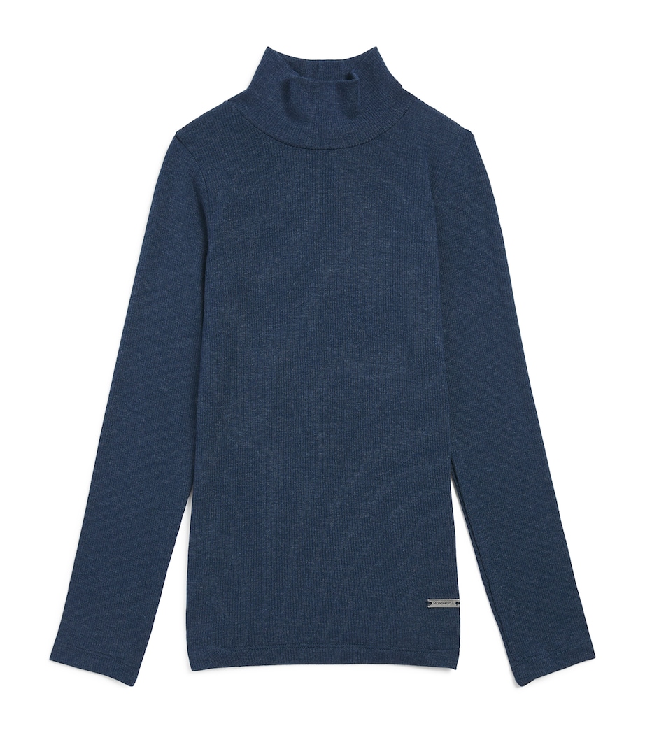 Monnalisa Ribbed Rollneck Top (2-12 Years) Blue Melange Image 1