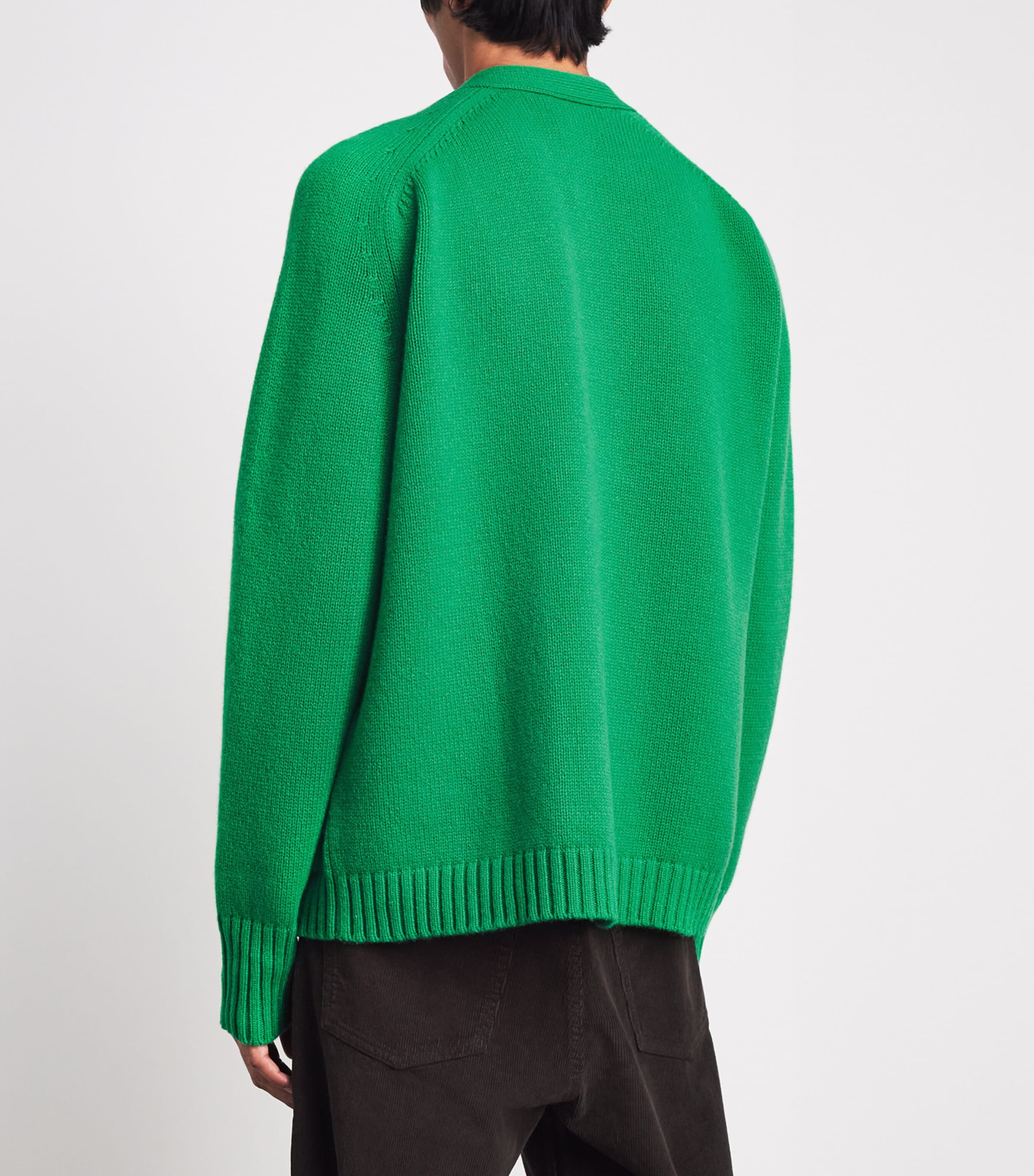 Studio Nicholson Mens Wool V-Neck Cardigan Meadow Green Image 5