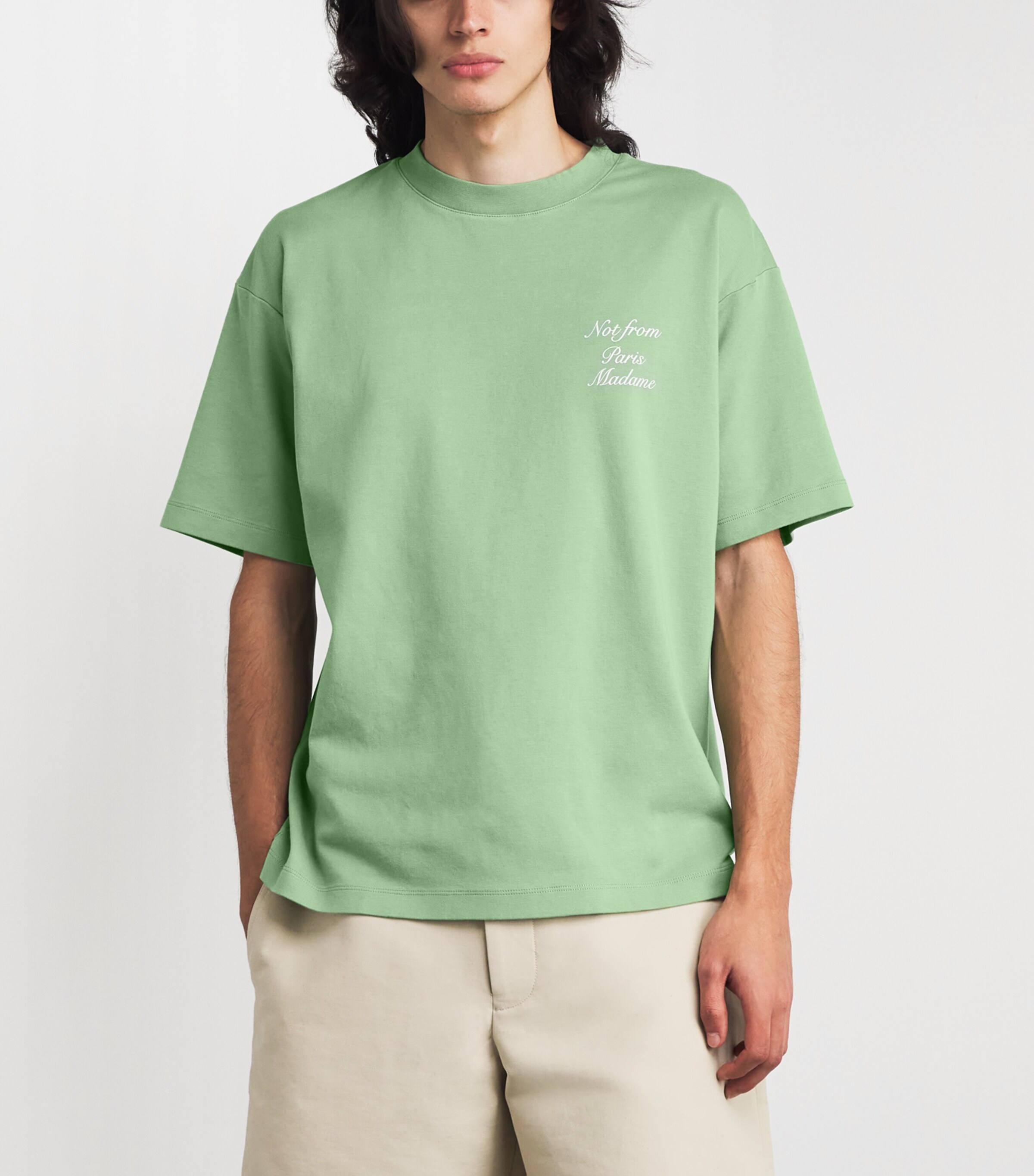 Drôle De Monsieur Mens Cotton Slogan T-Shirt Light Green Image 4