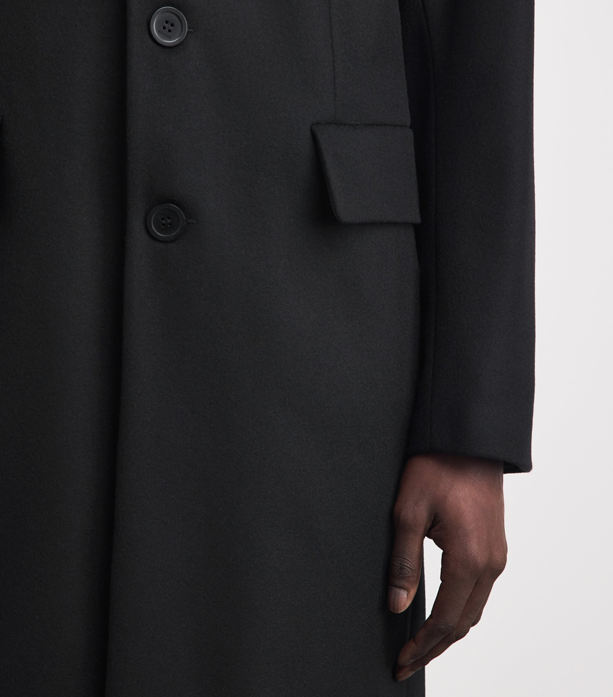 Sandro Paris Mens Wool-Blend Coat Black Image 3