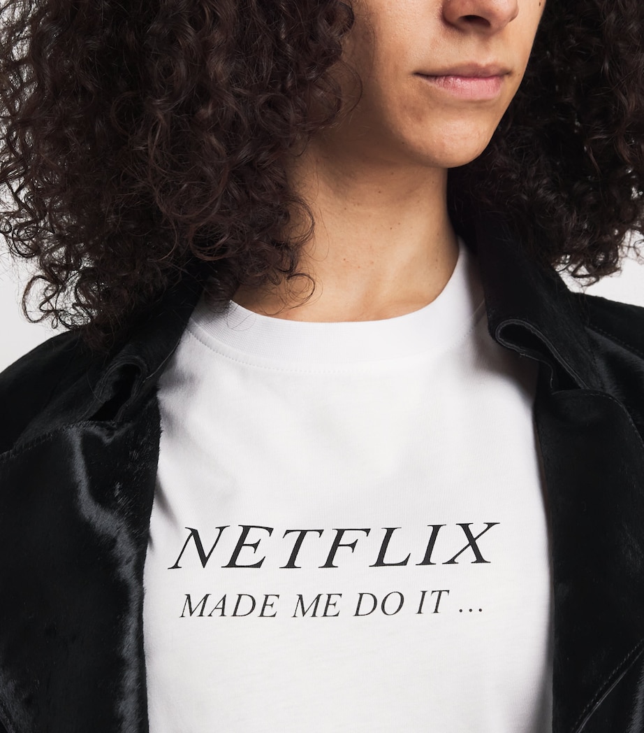 Organic Cotton Slogan T-Shirt 9461 WHITE NETFLIX Image 6