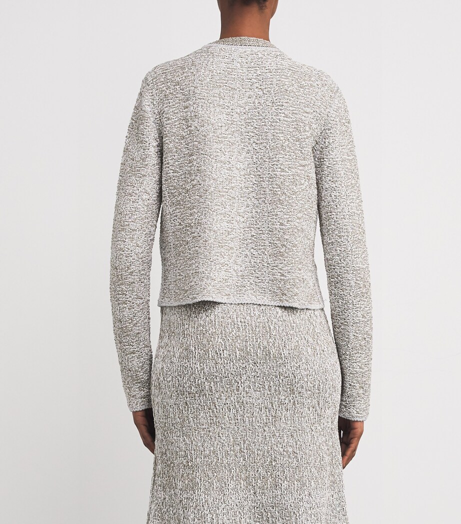 Fabiana Filippi Womens Cotton-Blend Metallic Cardigan Bianco/argilla Image 4