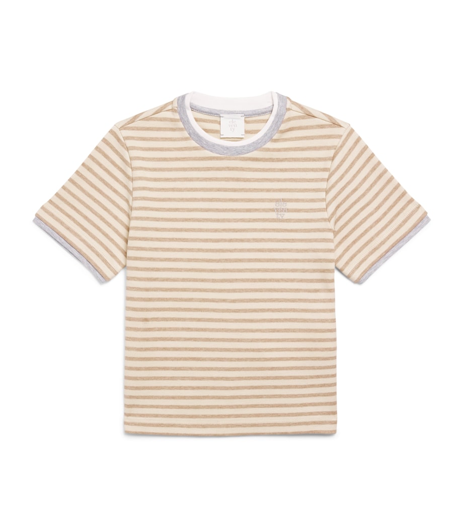 Eleventy Kids Cotton Stripe T-Shirt (2-16 Years) Ivory/beige Image 1
