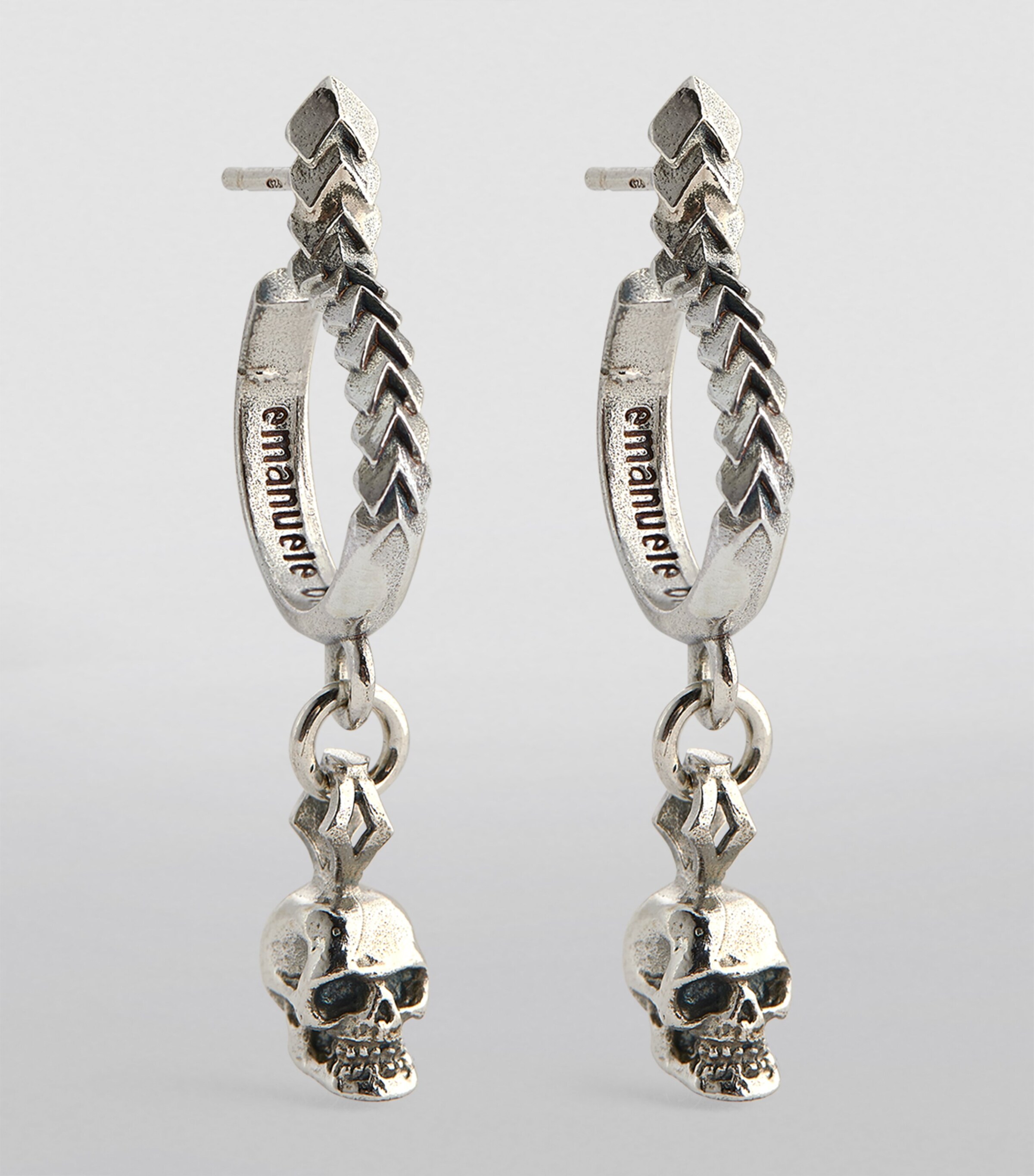 Emanuele Bicocchi Sterling Silver Skull Single Drop Earring