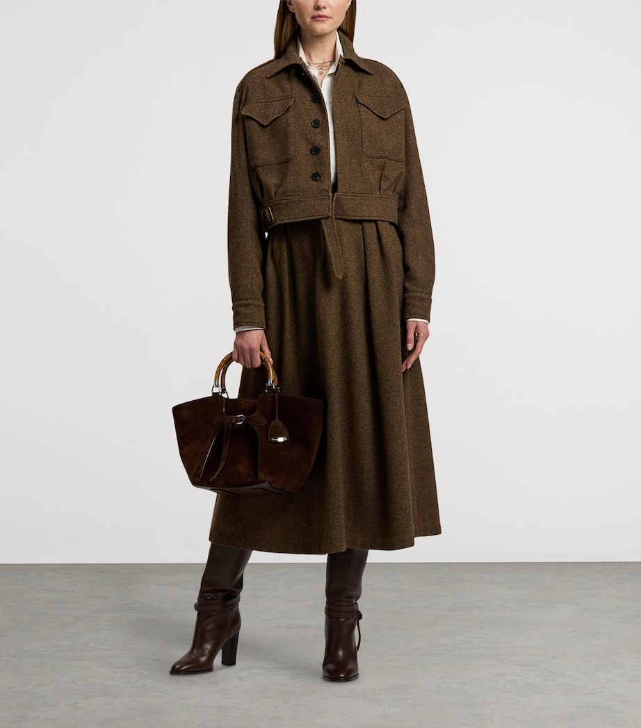 Birdseye Tweed Maddison Bomber Jacket DARK BROWN Image 12