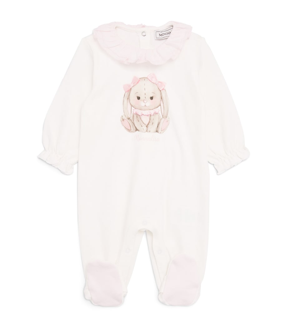 Monnalisa Ruffle-Trim Bunny All-In-One (1-9 Months) Cream+fairytale Image 1