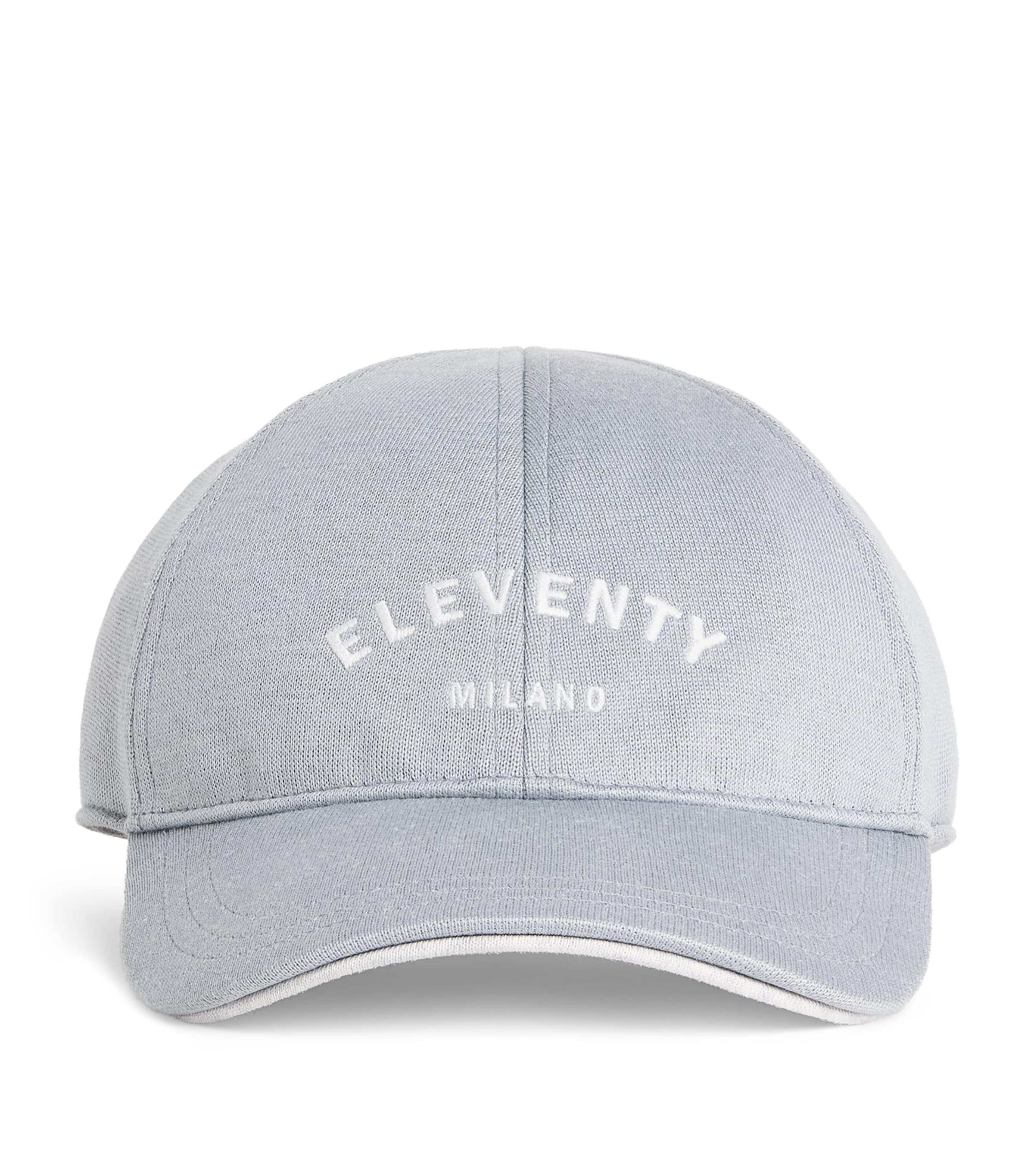 Eleventy Cotton Logo Baseball Cap Zucchero E Grigio Ch Image 1