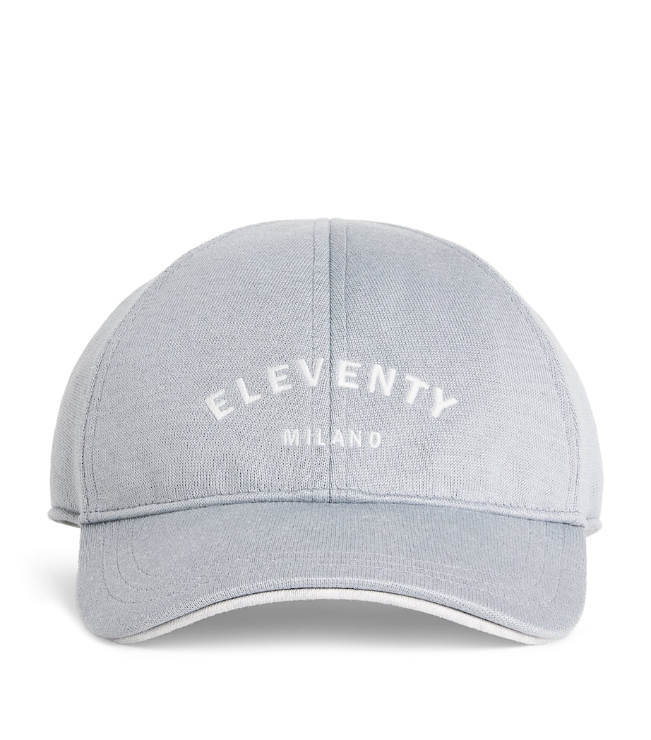 Eleventy Cotton Logo Baseball Cap Zucchero E Grigio Ch Image 1