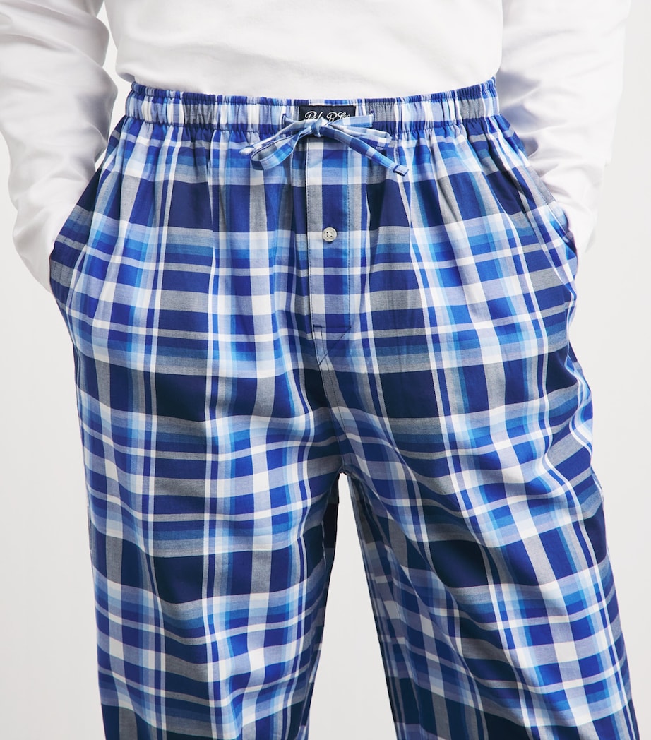 Polo Ralph Lauren Mens Cotton Check Pyjama Trousers Blue Plaid Multi Image 3
