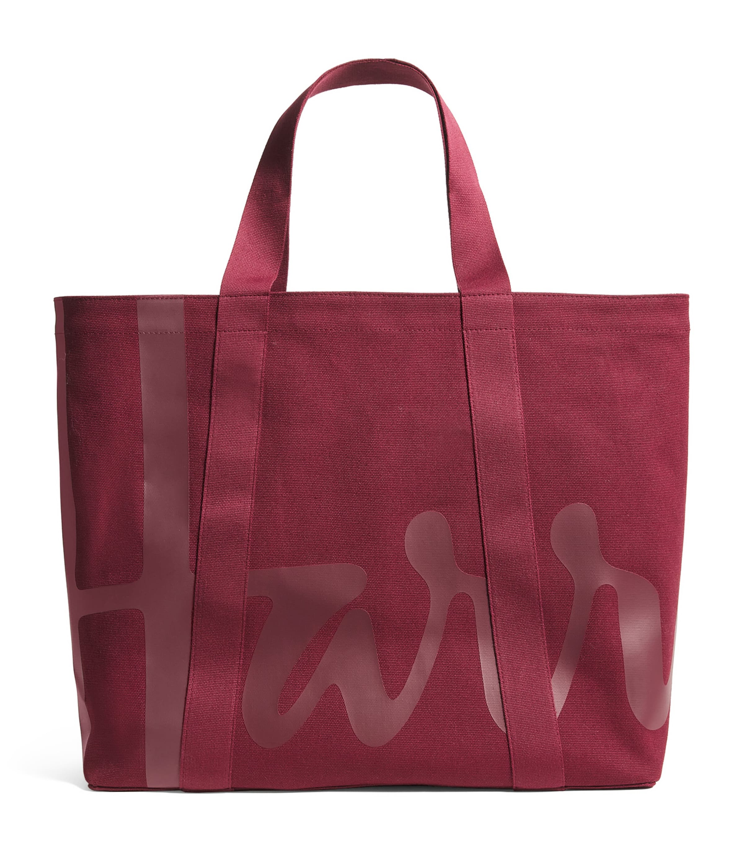 Harrods Large Cotton Logo Tote Bag Berry Image 1