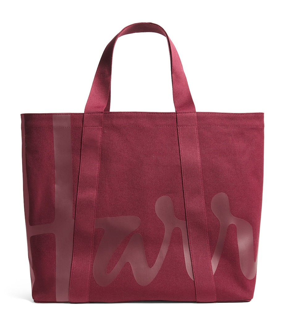 Harrods Large Cotton Logo Tote Bag Berry Image 1