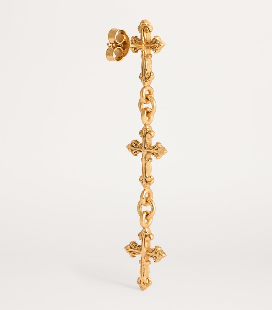 Gold-Plated Cross Drop Single Earring SILVER Image 5