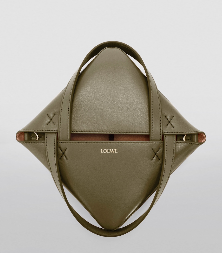 LOEWE Mini Leather Puzzle Fold Tote Bag Dark Khaki Green Image 5