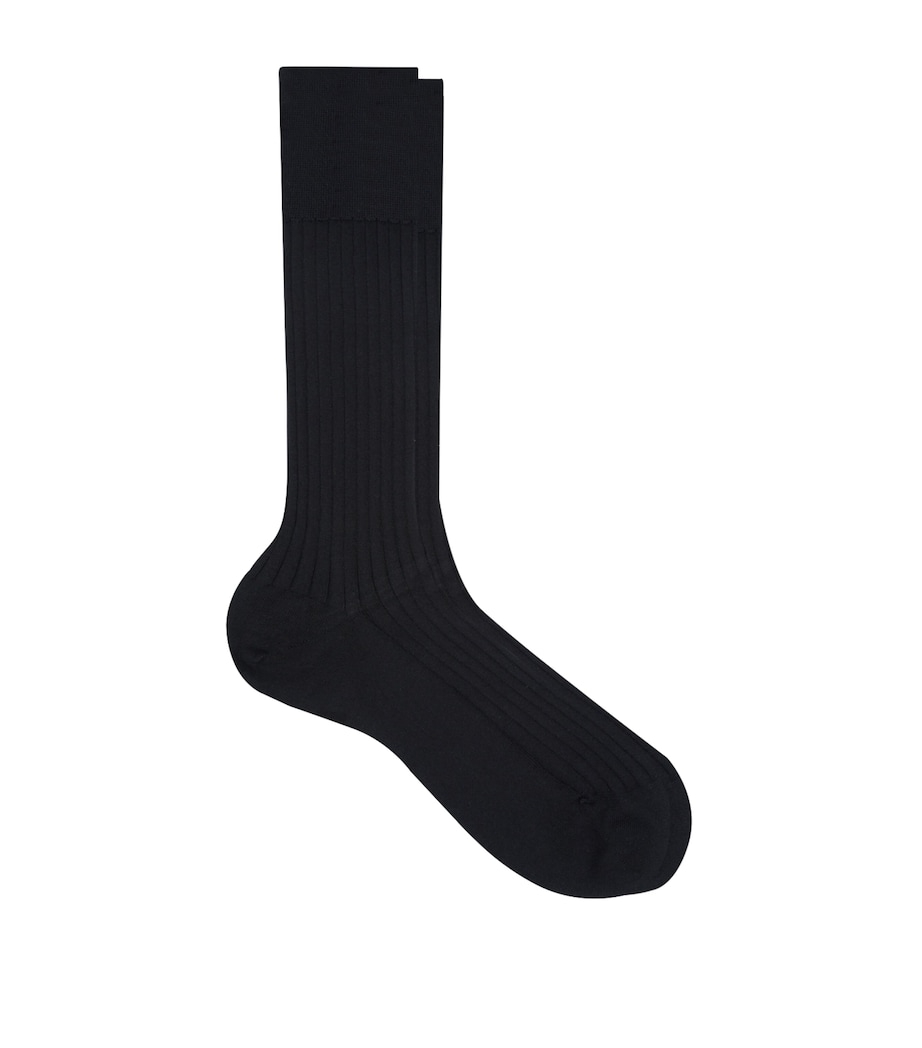 Egyptian Cotton Ribbed Socks BLACK Image 1
