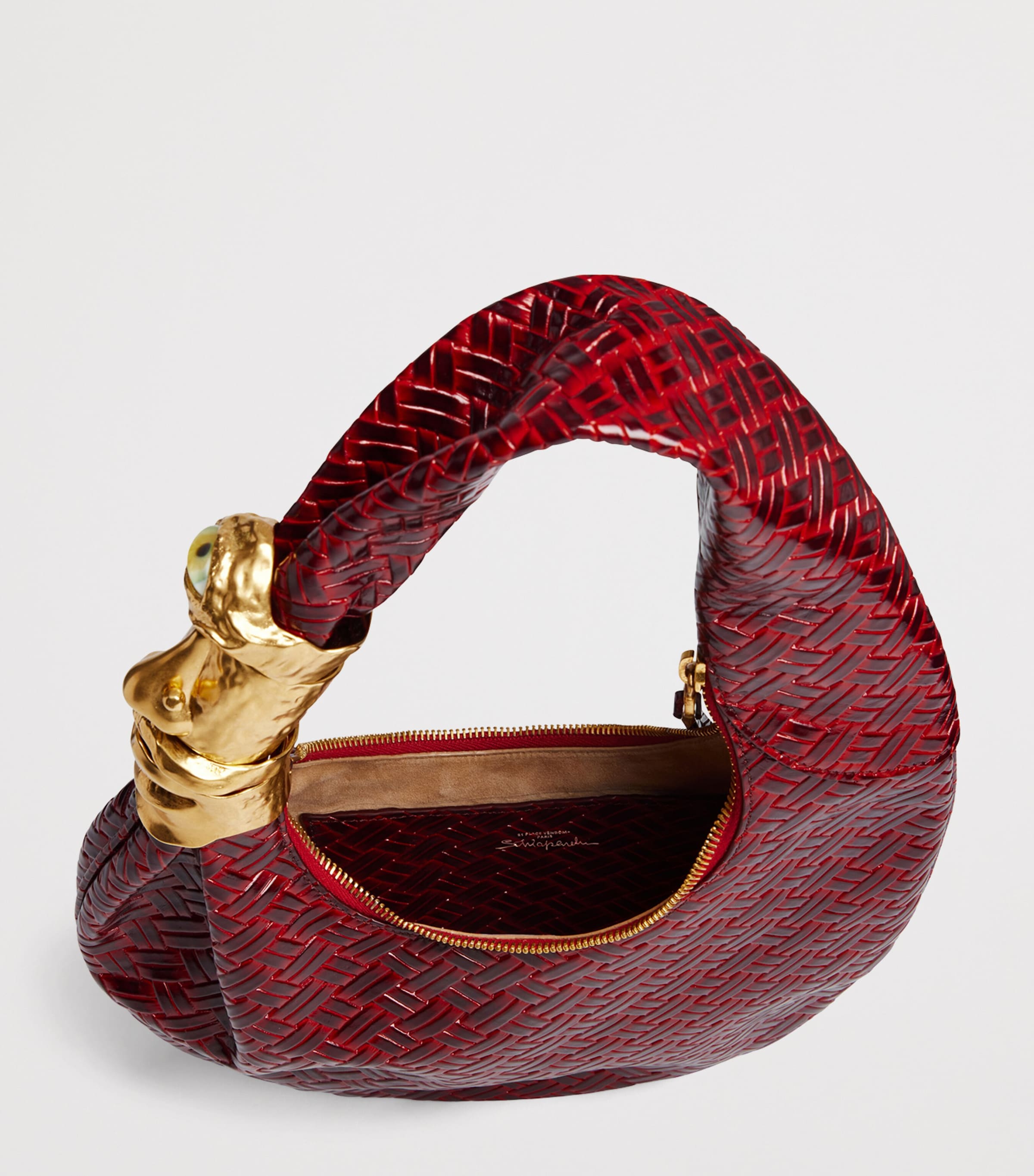 Schiaparelli Small Leather Soufflé Shoulder Bag Burgundy Image 3