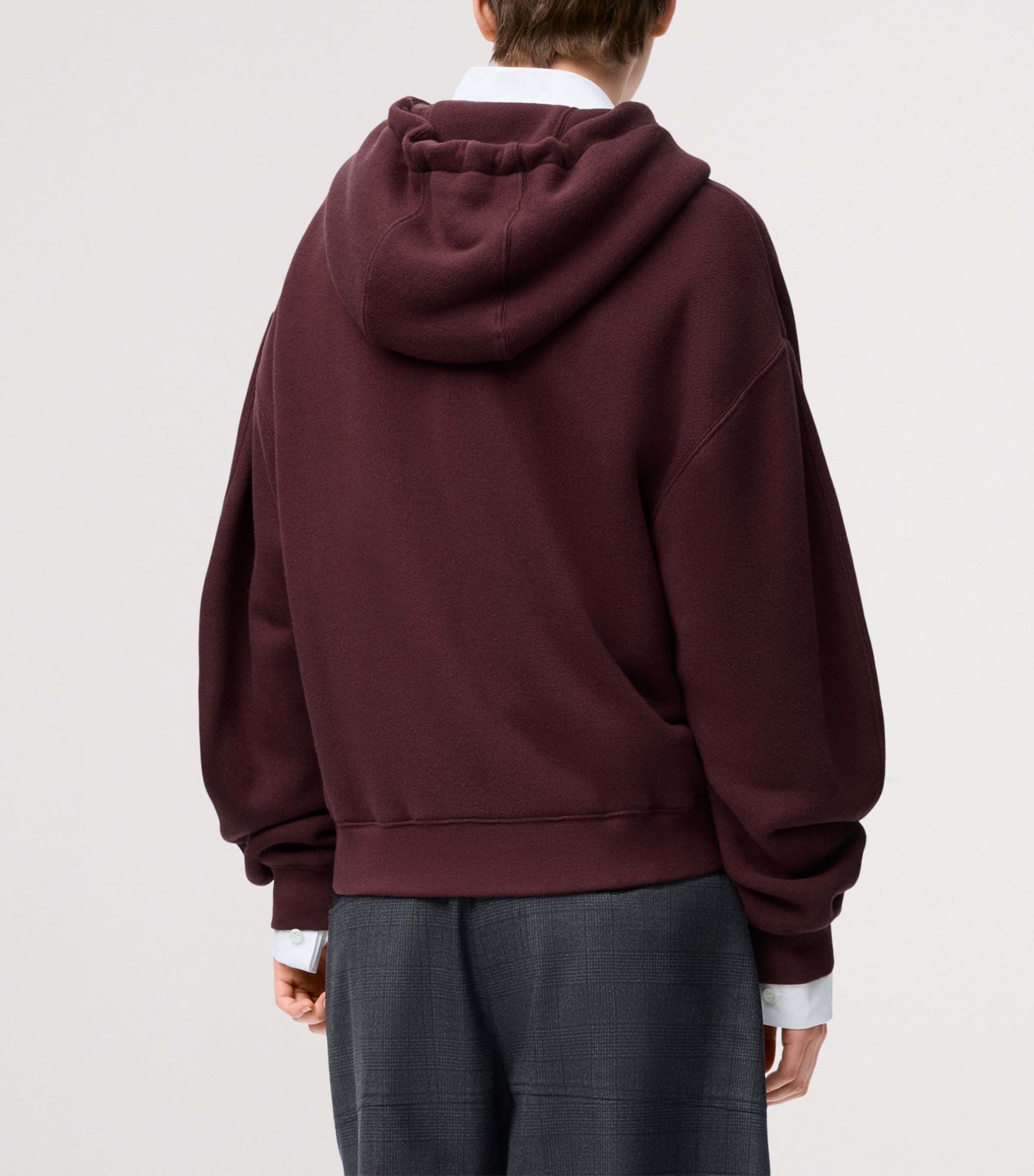 Cotton-Cashmere Flamenco Zip-Up Hoodie DARK BURGUNDY Image 4