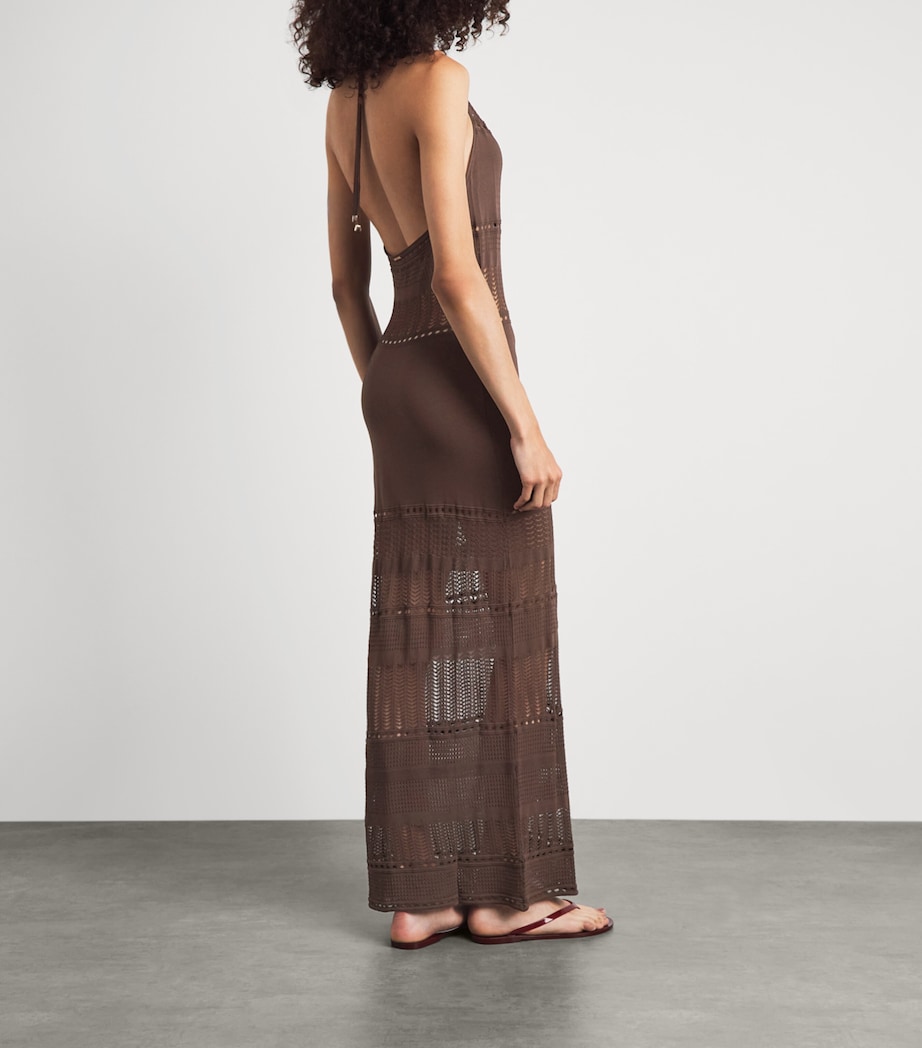 AWAY THAT DAY Womens Crochet Zanzibar Maxi Dress Espresso Image 4