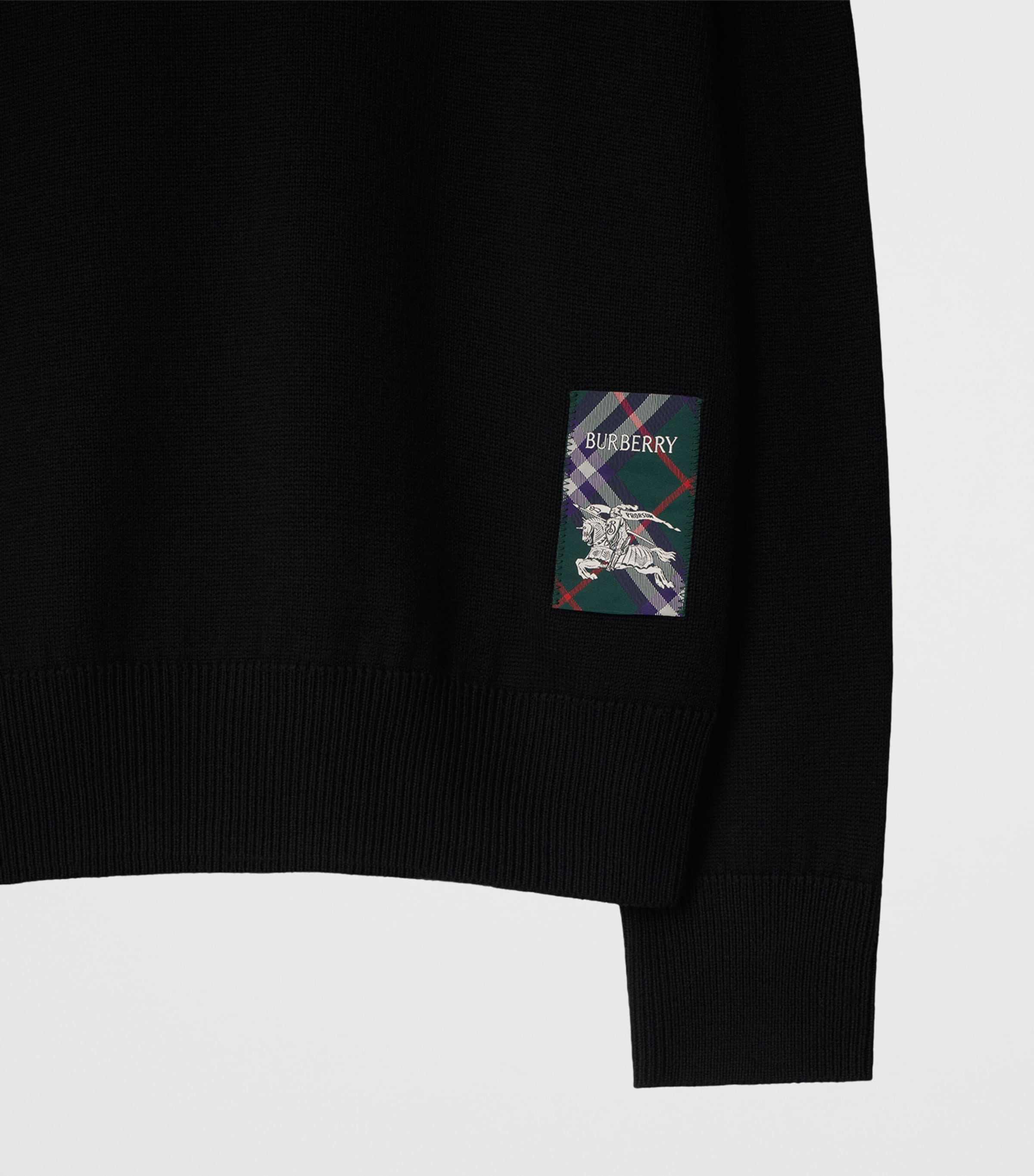Wool Check-Label Sweater BLACK Image 5