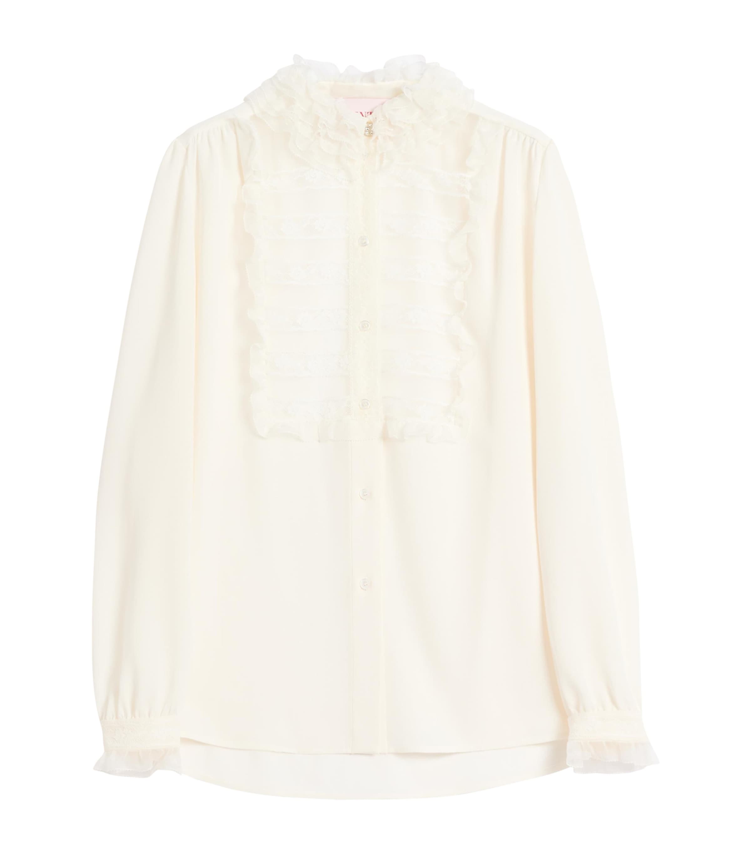 Valentino Bluse Aus Georgette Frau Elfenbein 50 In Ivory