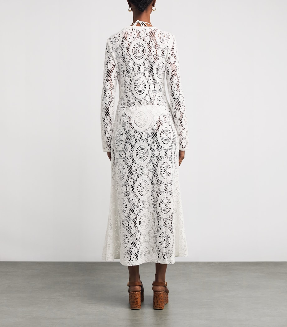 Crochet Hawthorne Midi Dress WHITE Image 3