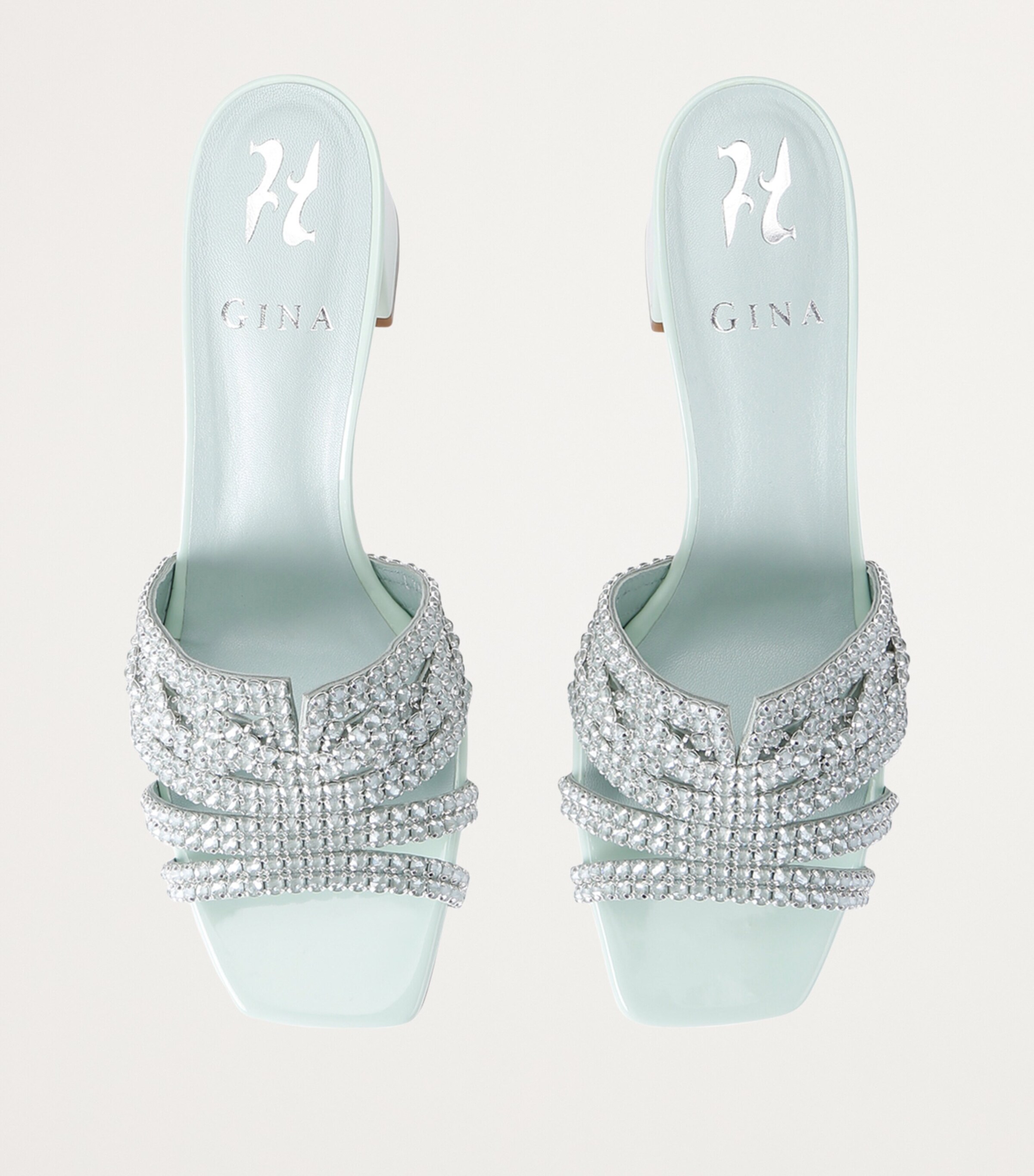Gina Leather Embellished Utah Mules 55 Pale Green Image 4