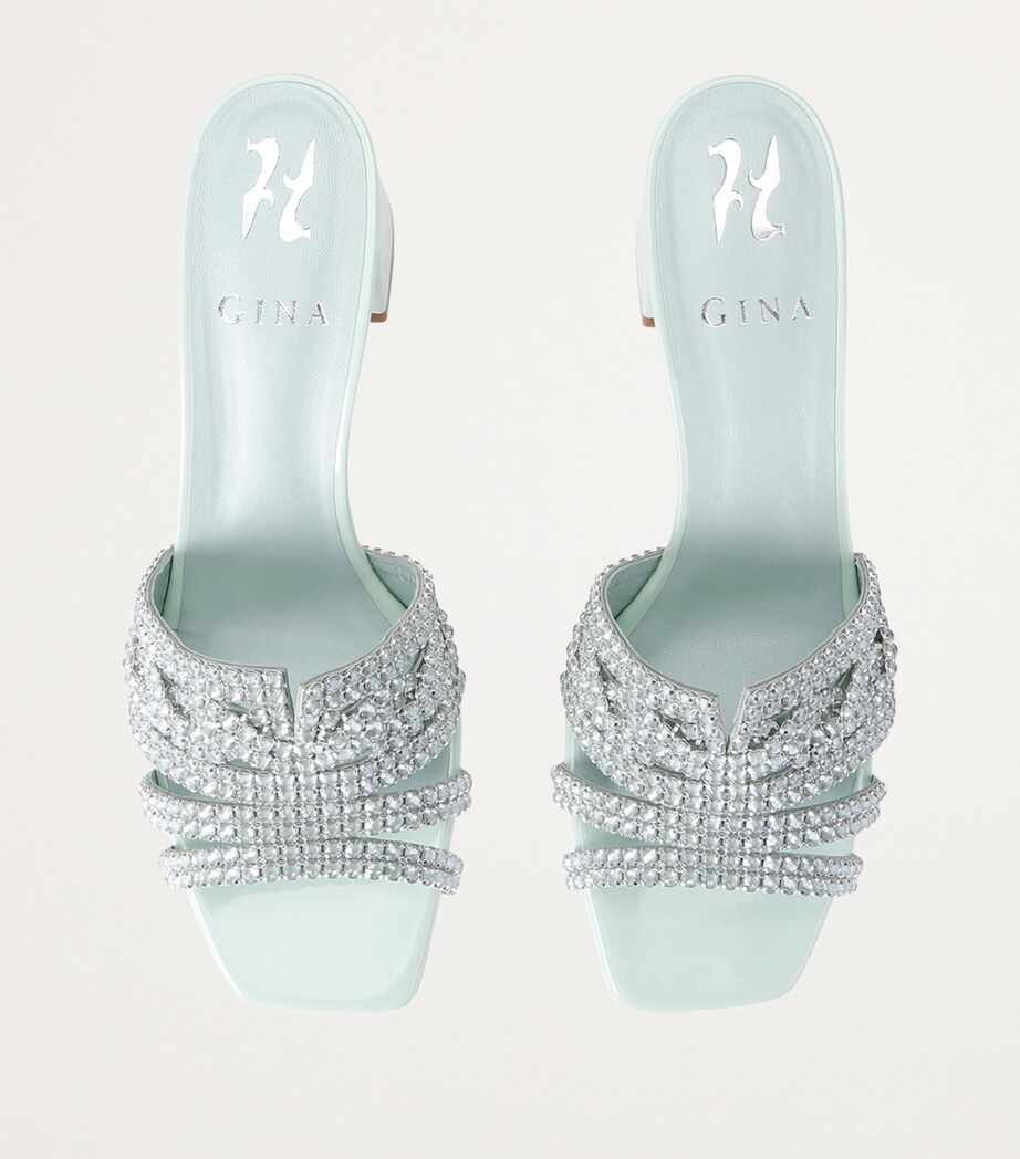 Gina Leather Embellished Utah Mules 55 Pale Green Image 4