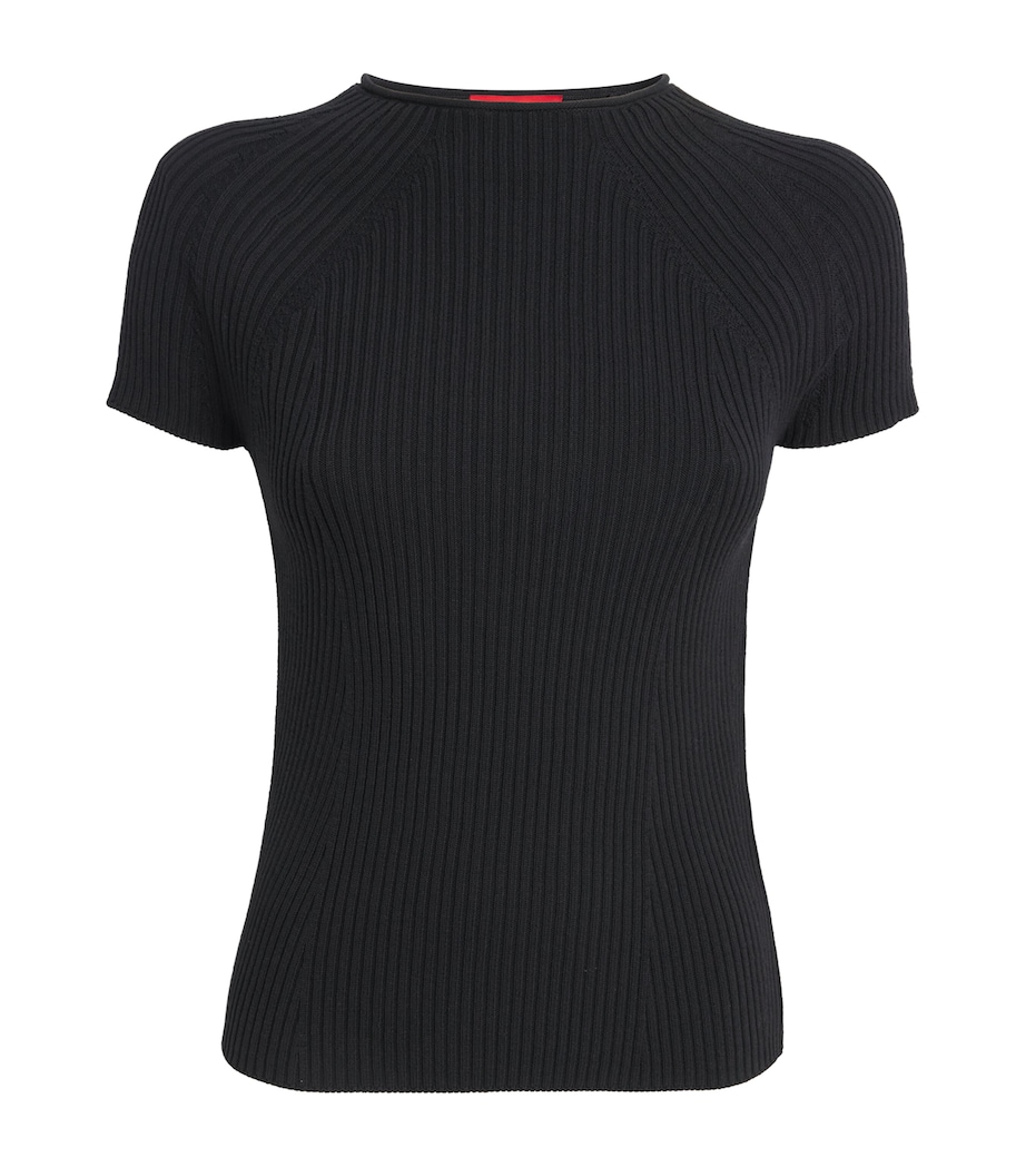 Ribbed Short-Sleeve Sweater DARK GREY Image 1