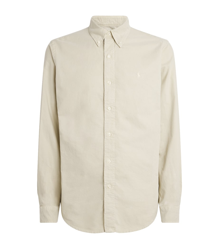 Polo Ralph Lauren Mens Garment-Dyed Oxford Shirt Classic Stone Image 1