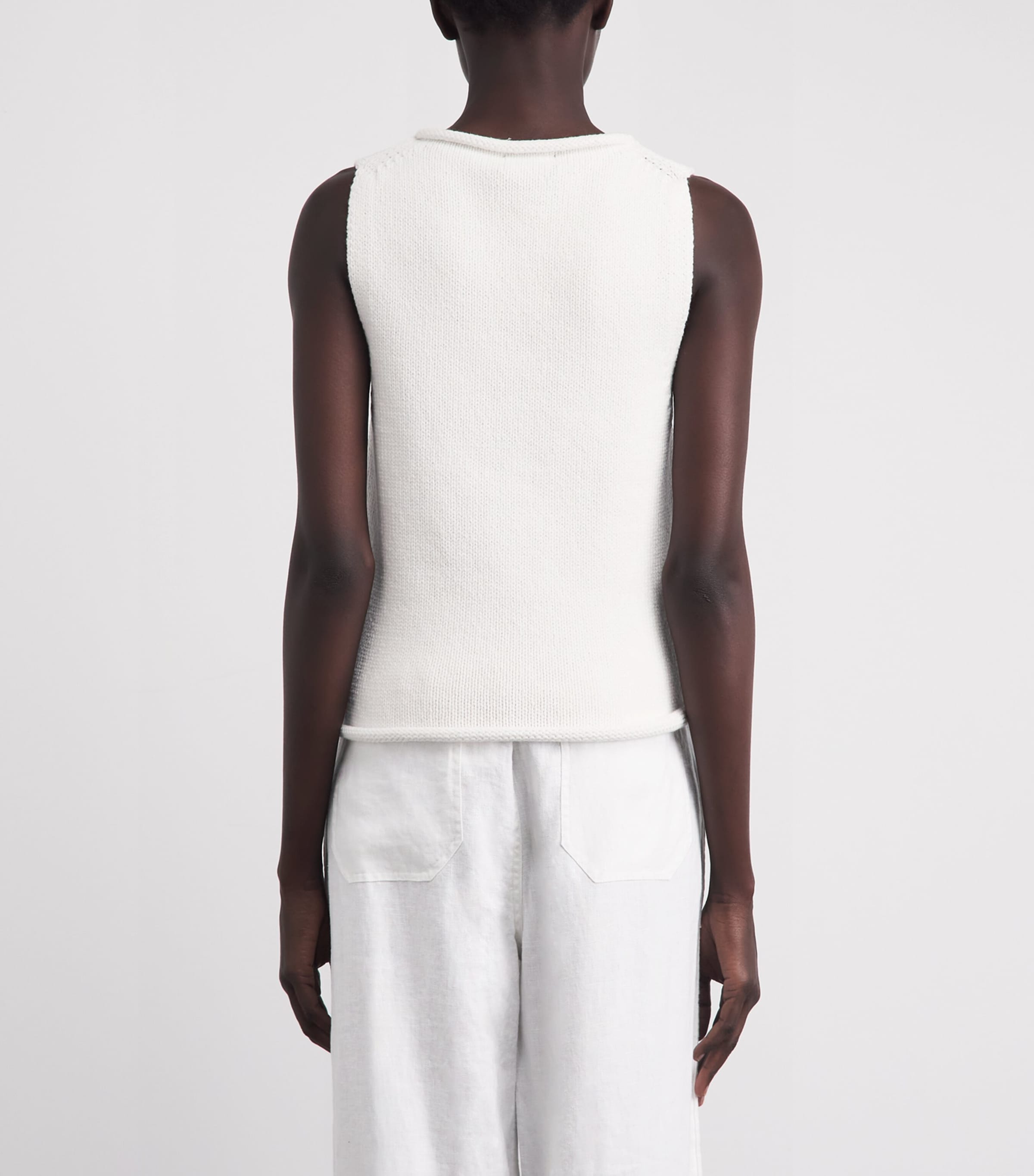 Polo Ralph Lauren Womens Linen-Cotton-Blend Sweater Vest White Image 5