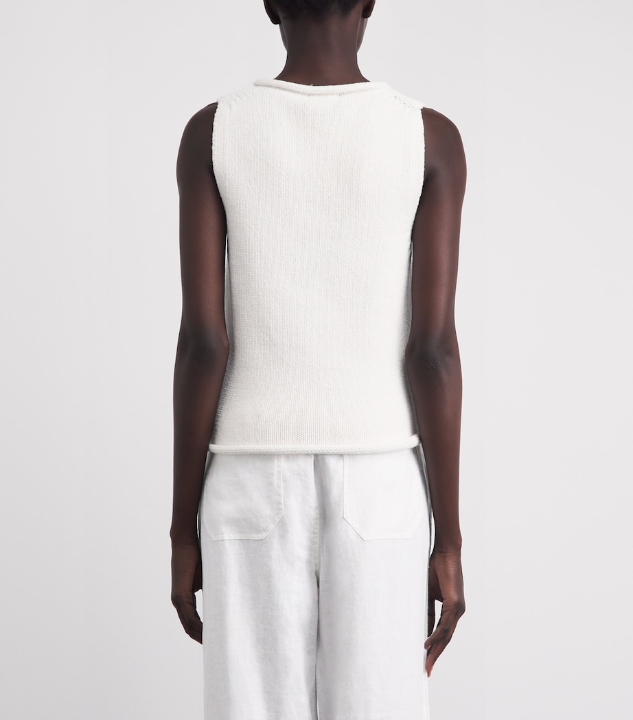 Polo Ralph Lauren Womens Linen-Cotton-Blend Sweater Vest White Image 5
