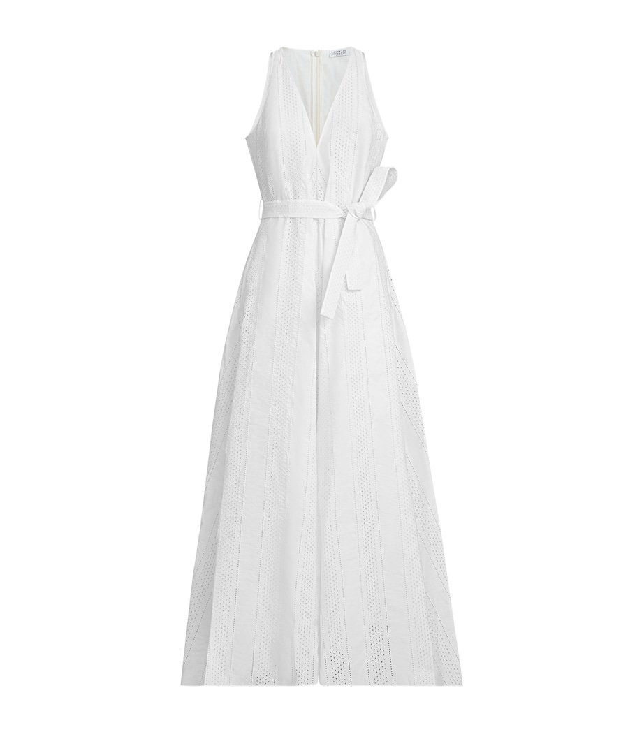 Brunello Cucinelli Womens Techno Cotton Broderie Anglaise Maxi Dress Image 1