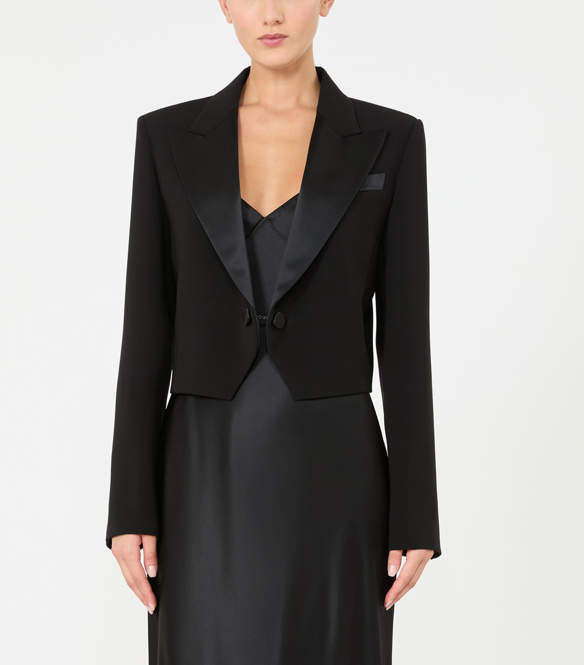 Max Mara Womens Cropped Tuxedo Jacket Black Image 2