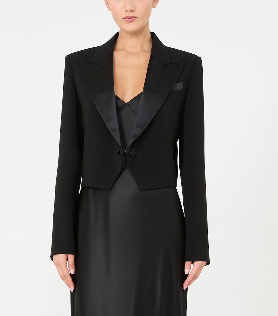 Max Mara Womens Cropped Tuxedo Jacket Black Image 2