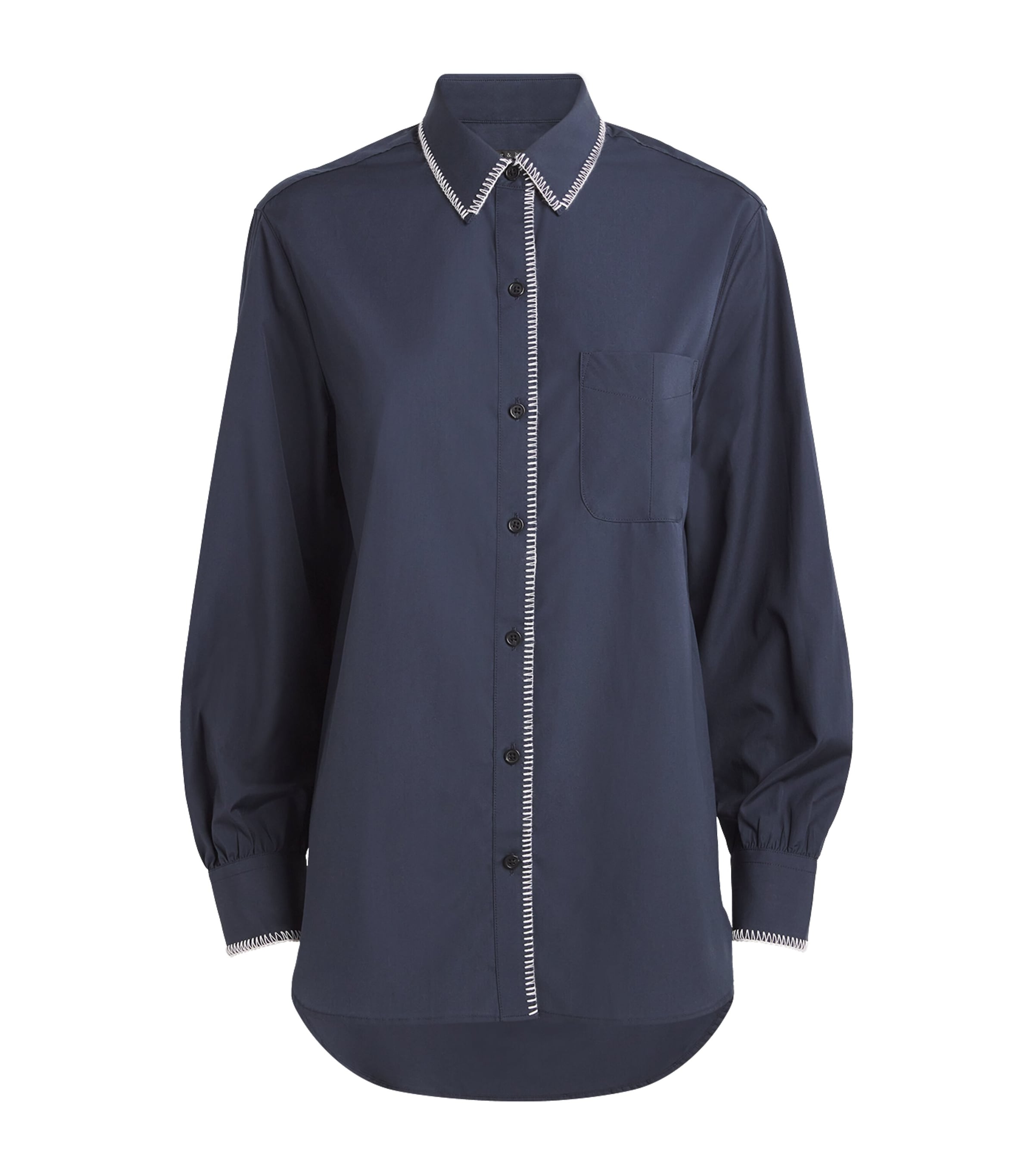 Rag & Bone Blanket-stitch Maxine Shirt In Navy