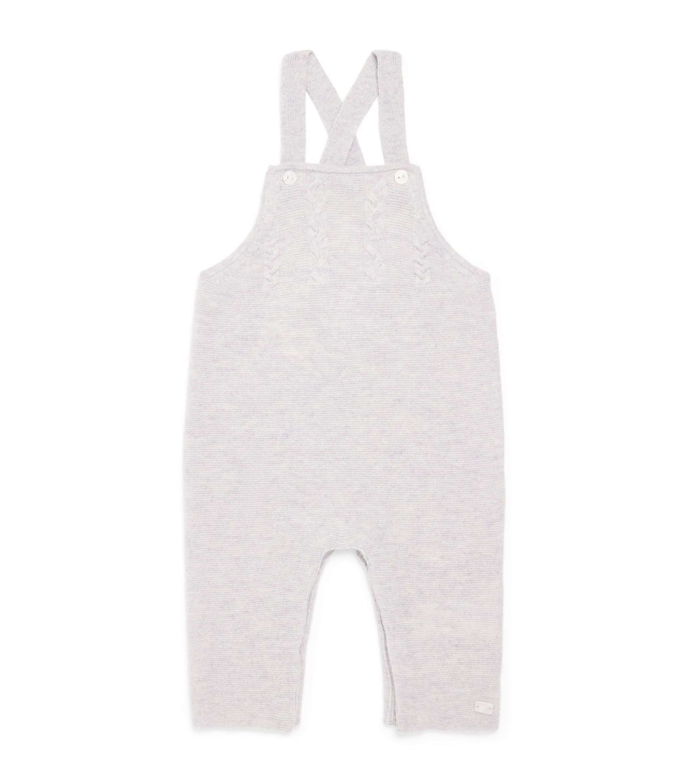 Tartine et Chocolat Wool-Cashmere Braided Dungarees (1 Month-2 Years) Chiné Clair Image 1