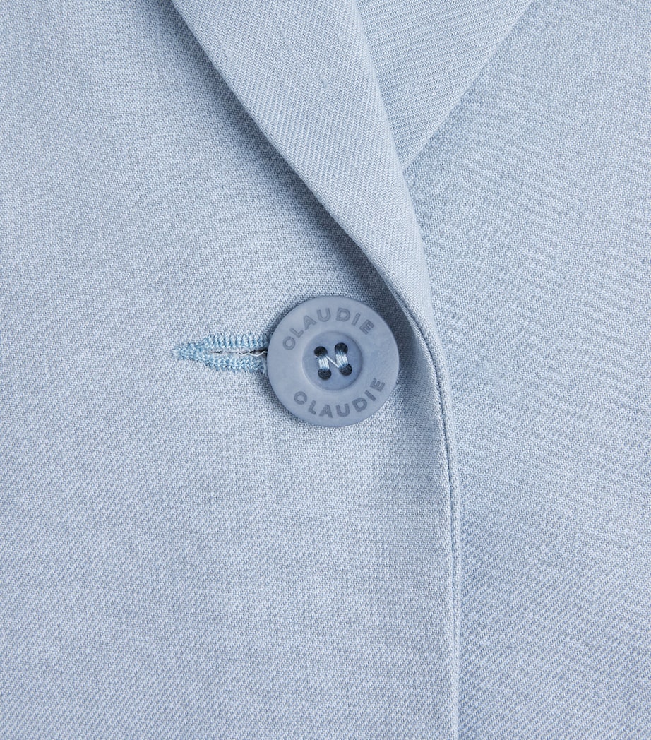 Claudie Pierlot Womens Linen-Cotton Straight Blazer Grey Blue Image 6
